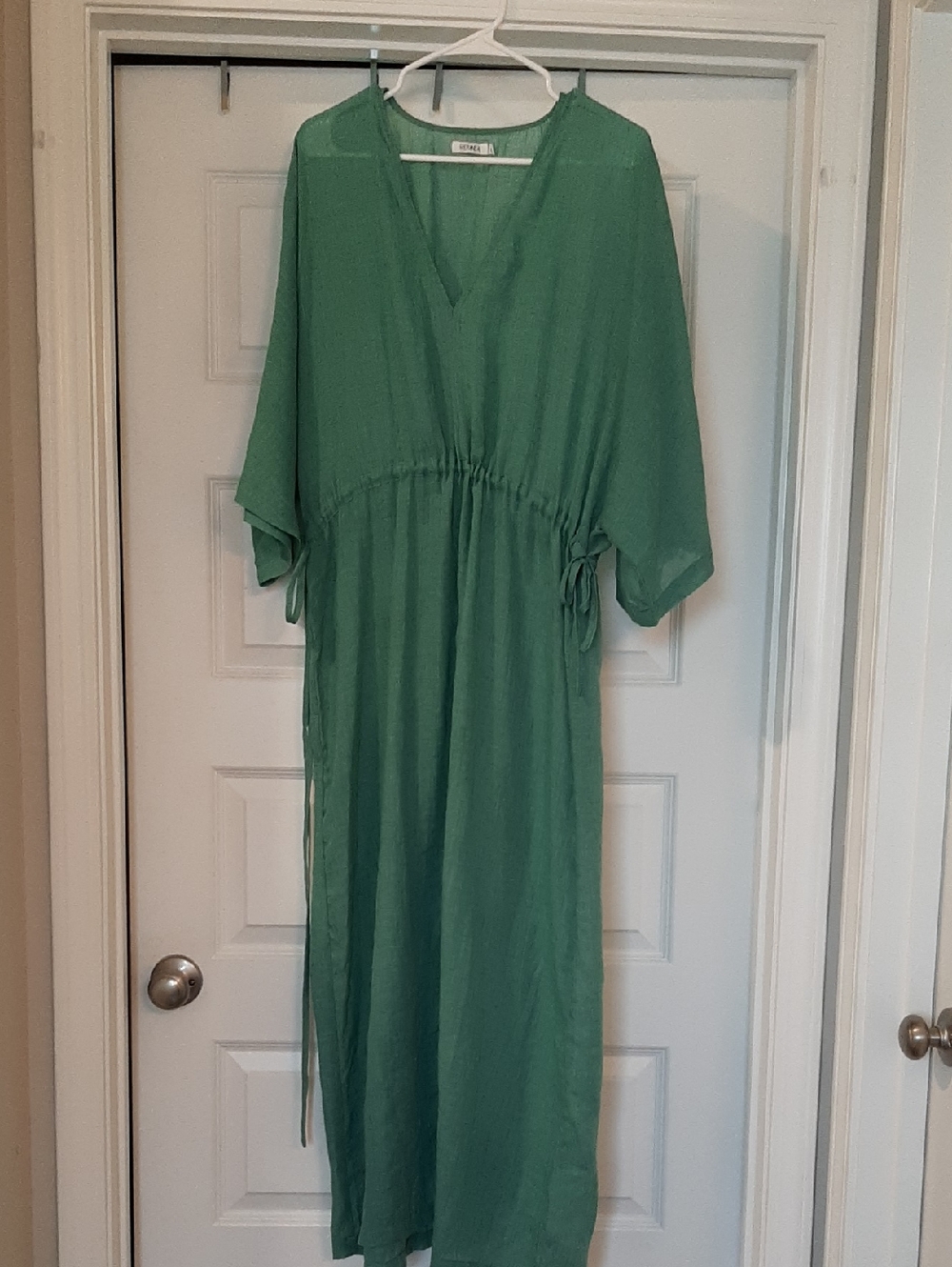 MERSEA Breezy, Flowy Kafton Green Maxi Cover Up/Resort/ Dress  Drawstring Waist